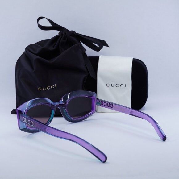 Gucci GG1719S 003 Geometric Sunglasses - Shiny Transparent Violet main image 9